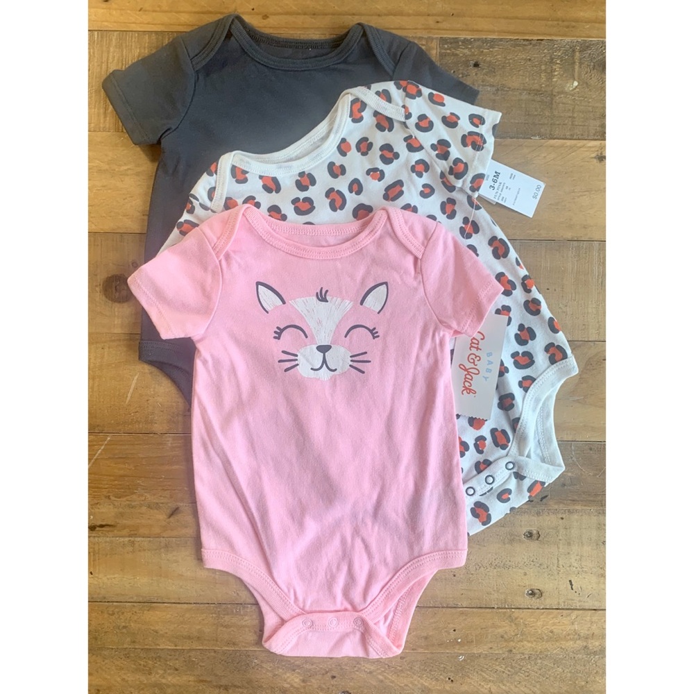 Baby Cat & Jack Bodysuit, Set of 3 (3-6M), New!